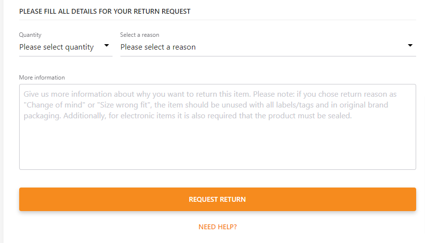 Jumia Return Request