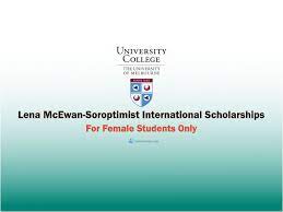 Lena McEwan-Soroptimist International Scholarship At University Of Melbourne, Australia